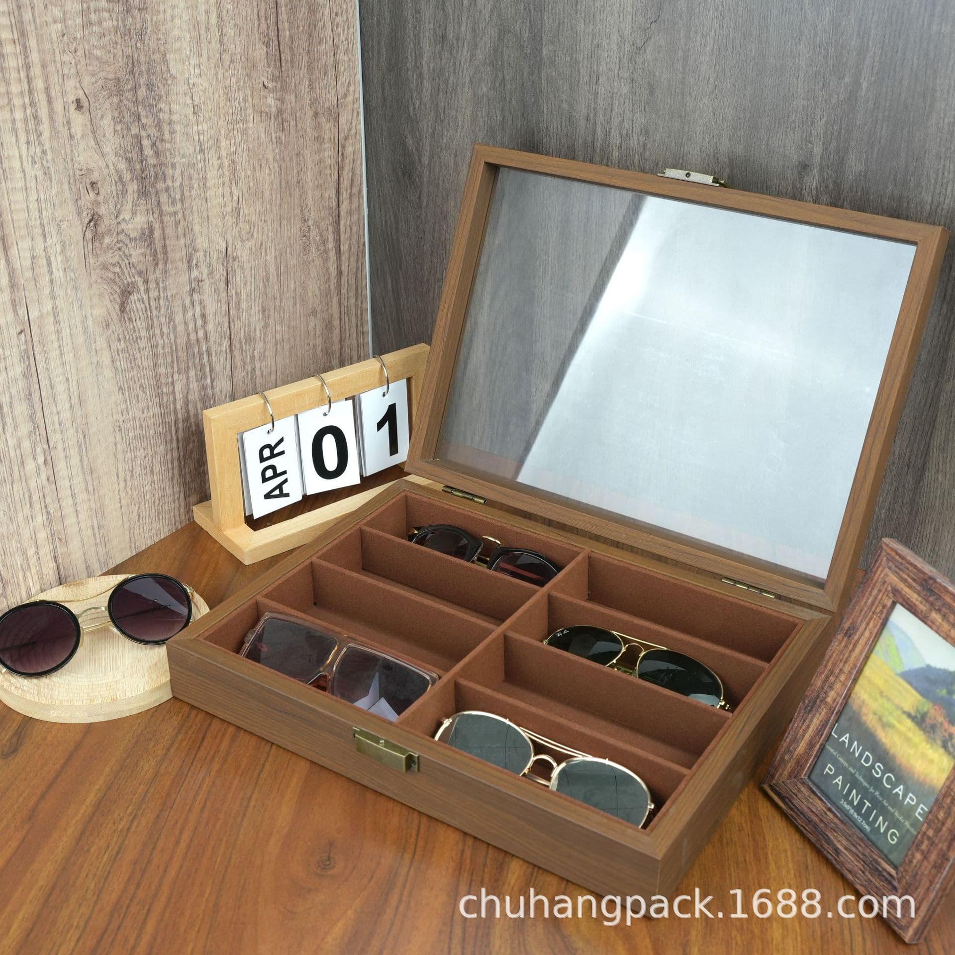 Classical Walnut Wood Eyeglass Storage Jewelry Box, Vintage Style, Various Types of Eyeglass Cases, Customizable