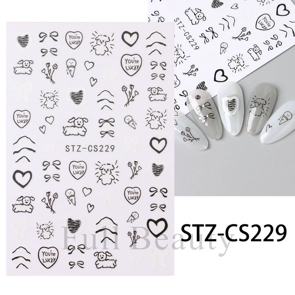 New Cute Ragdoll Cat Nail Art Stickers Hand-Drawn Style Adorable Pet Cat Expressions Cat Paw Stickers with Adhesive Backing