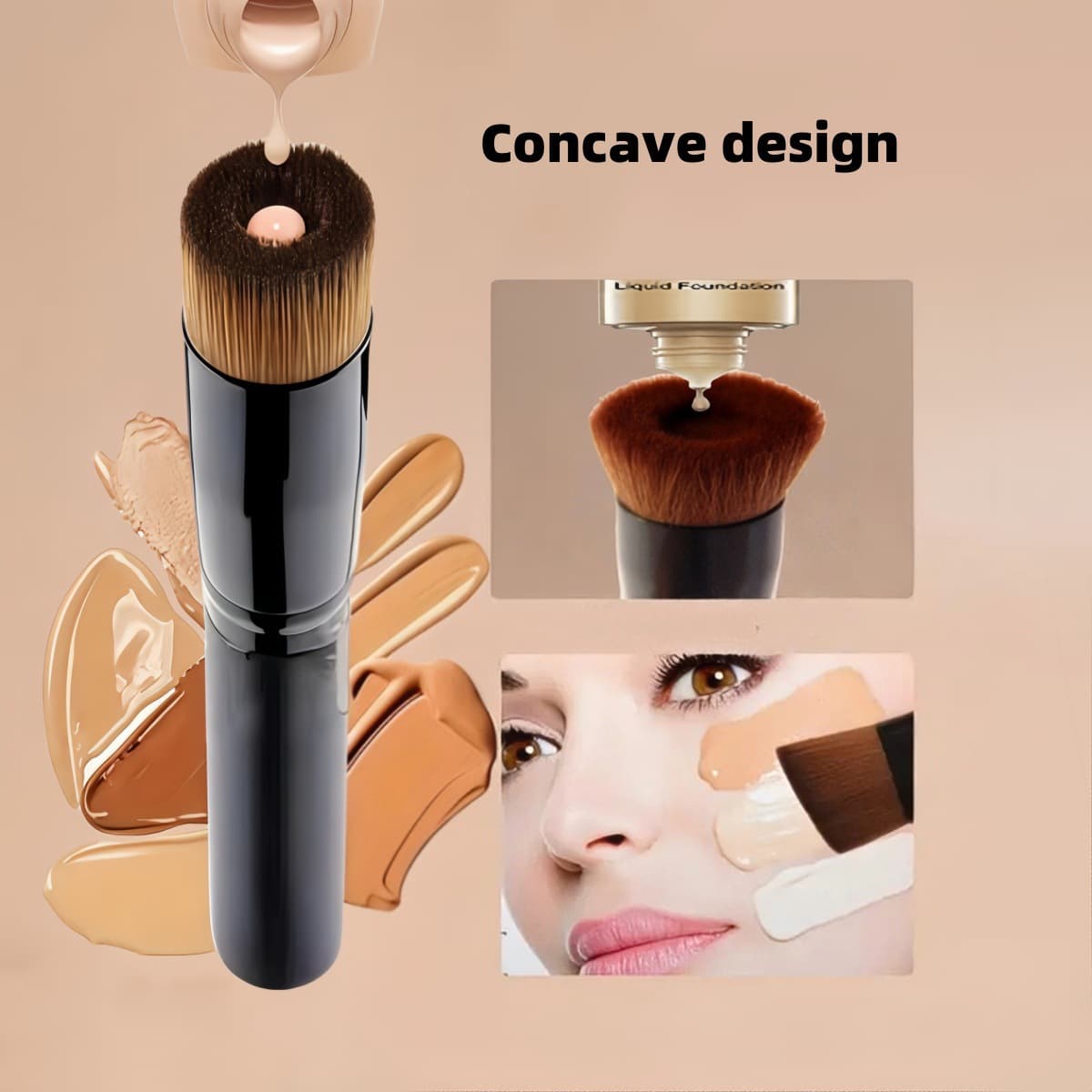 Cross-border Concave Foundation Brush BB Cream Liquid Foundation Brush Flat Head Brush Professional Makeup Brush Concealer Brush Ultra Soft Bristles
