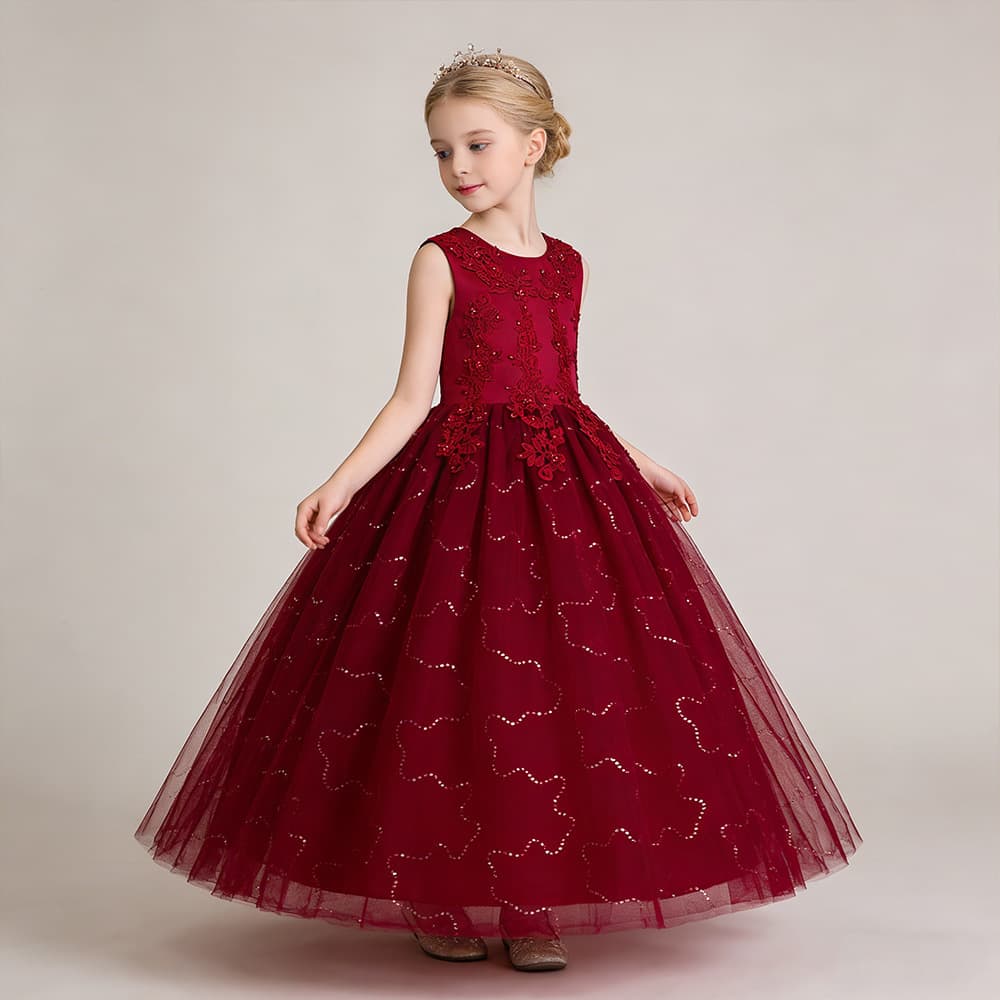 Amazon girls' long gown flower dress tulle princess dress girls' flower dresses