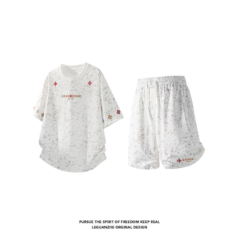 2026 Summer New Trendy Embroidered Two-Piece Set Men's Niche Design Casual Cross-Border Set