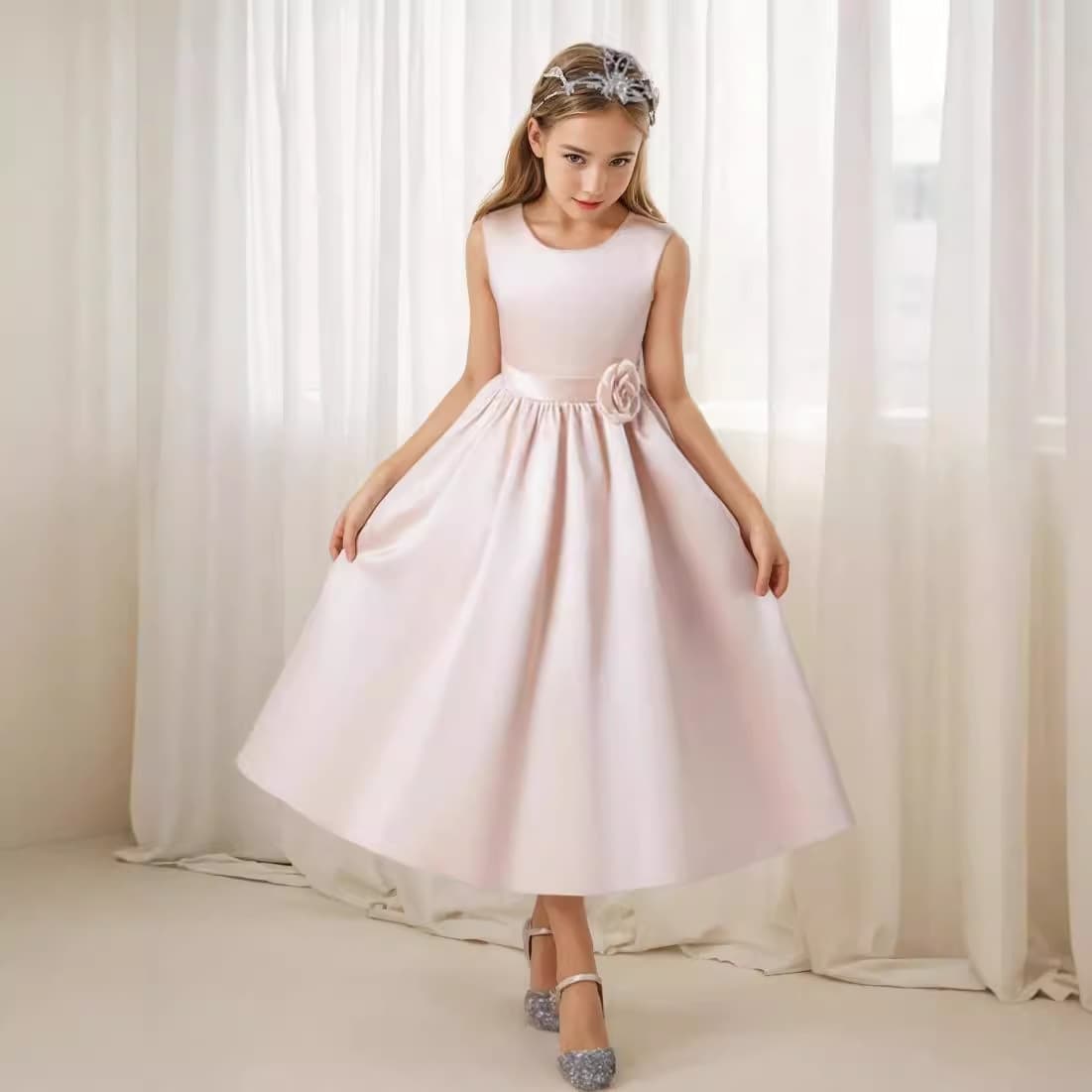Children's Wind Band Concert Dress Girls Princess Dress Fashion Dress Host AliExpress Satin Big Kids Dress