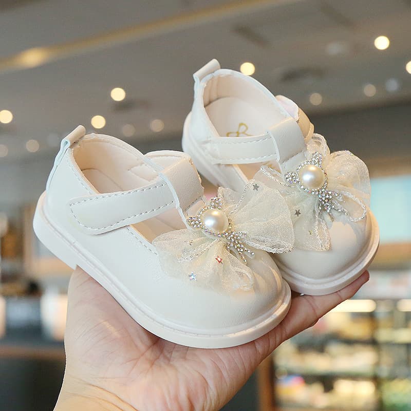 New Baby Girl Princess Shoes Autumn Fashionable Infant Soft Sole Walking Shoes Toddler Korean Style Leather Shoes 2-3 Spring Non-slip