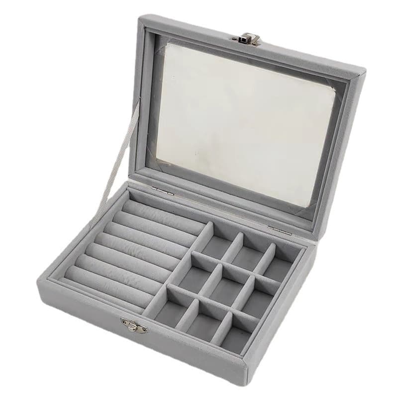 2025 Dustproof In-Stock Gray Ring Jewelry Box Transparent Display Card Holder Earring Packaging Box Accessories Ins Style