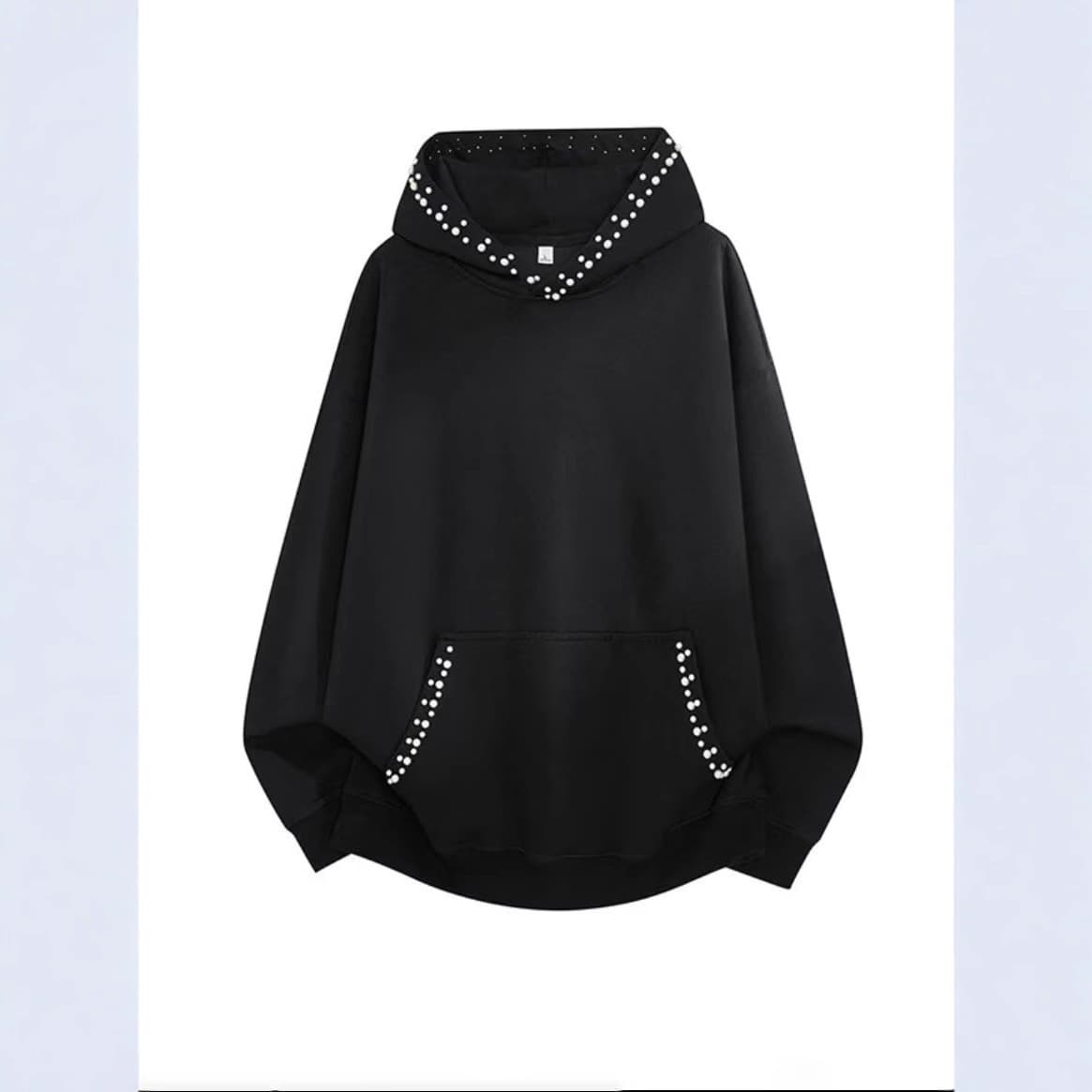 American retro pearl design hooded short sweatshirt men's jacket spring and autumn sportswear loose casual top trendy