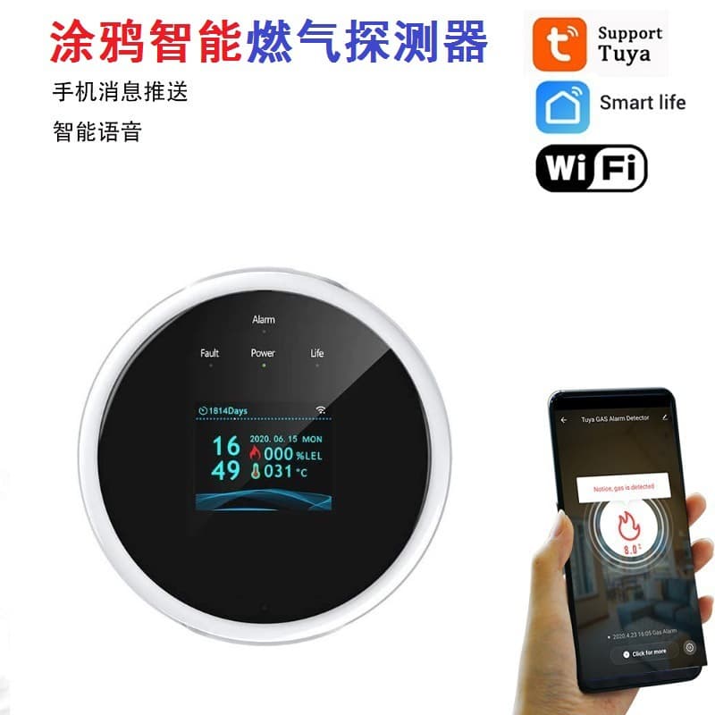 TUYA Smart Gas Alarm with WiFi Voice Alert, WiFi Gas Detector