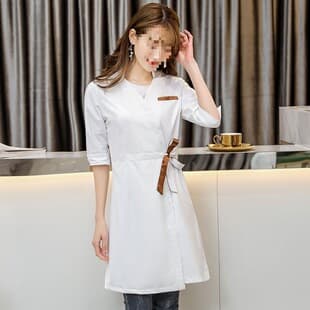 Korean Style Fashion Nurse Uniform Mid-Sleeve Women's White Beauty Salon Doctor Uniform Four-Season Pharmacy Work Clothes