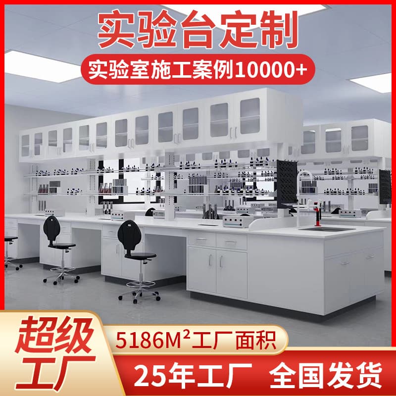 [Customization Available] Steel and Wood Laboratory Workbench, All-Steel Central Table and Side Table