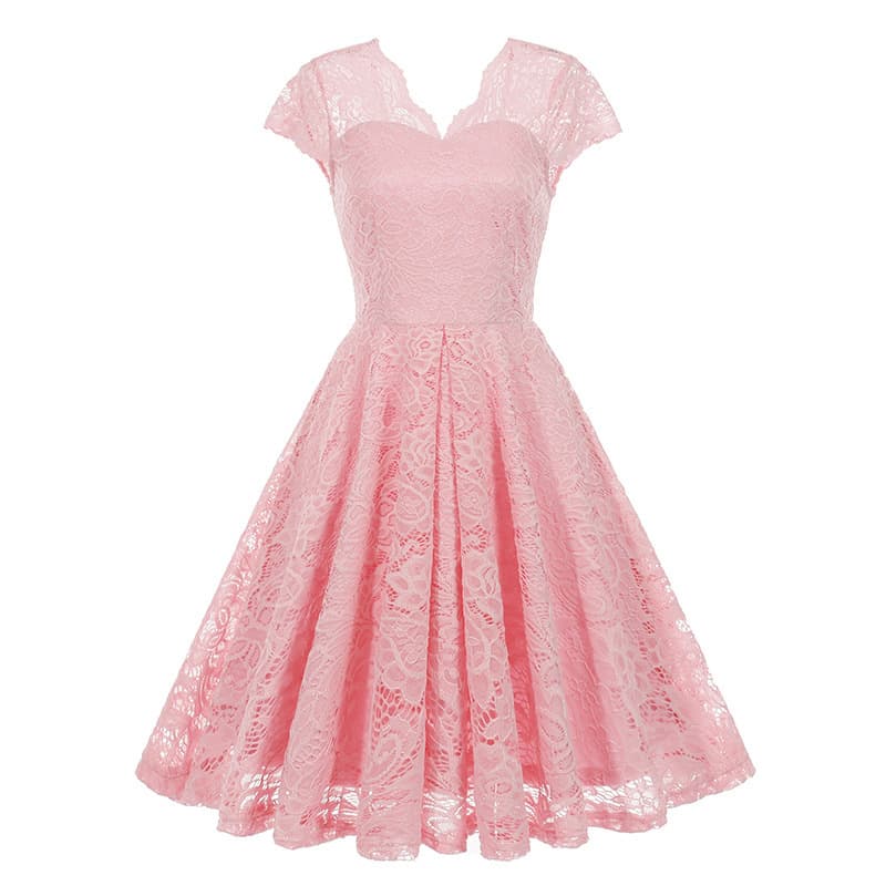 Amazon European and American clothing V-neck lace sleeveless European and American dress Hepburn retro Amazon dress 7045