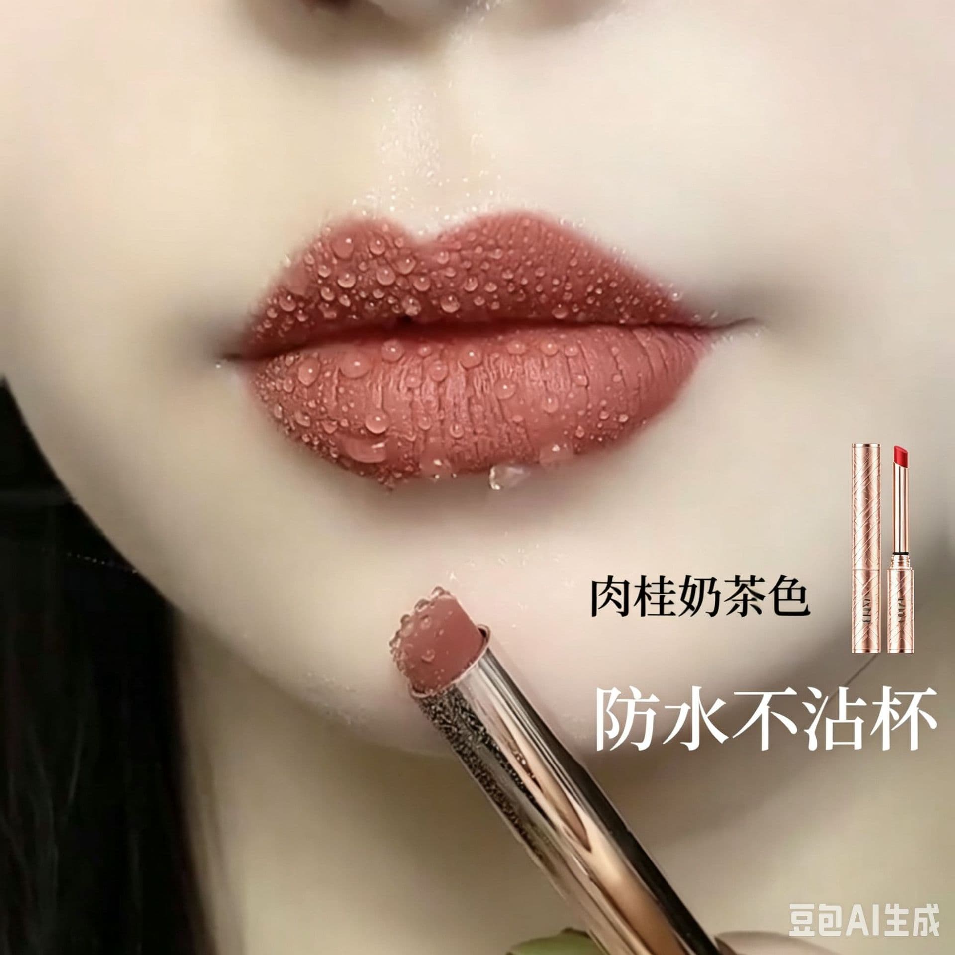 Lanyi Cinnamon Milk Tea Nude Lipstick, Long-Lasting, Transfer-Proof, Waterproof, Brightening for Bare Face, Moisturizing, Non-Fading