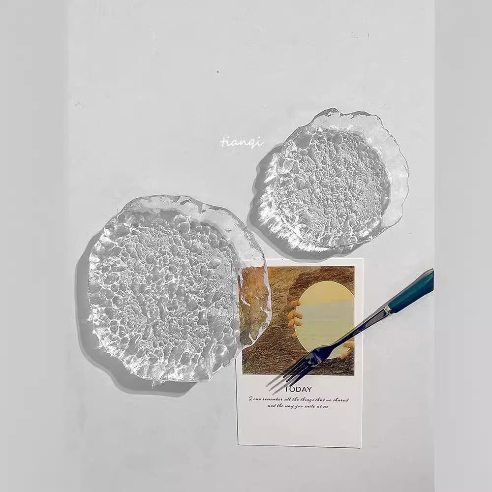 Ins-Style Glacier Glass Breakfast Plate Fruit Plate Creative Trendy Sauce Dish Home Pastry Western Food Plate