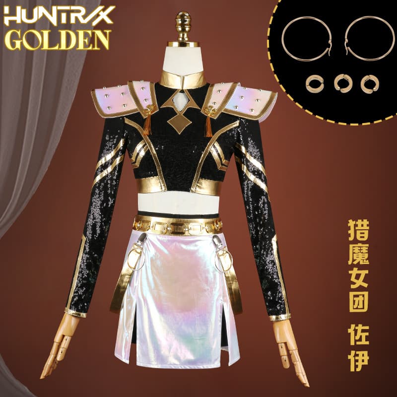 Kpop Witch Hunter Girl Group Cosplay Costume Anime Character Role-Playing Black Gold Stage Outfit Zoe Cosplay Costume