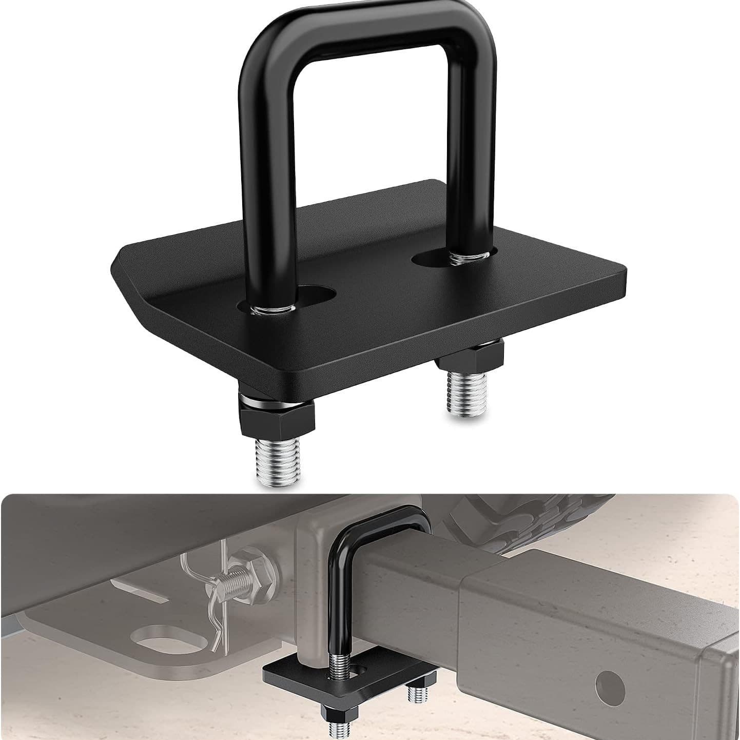 Trailer hook fastener, 2-inch heavy-duty steel shockproof anti-ringing rustproof rubber pad clip, hanger stabilizer