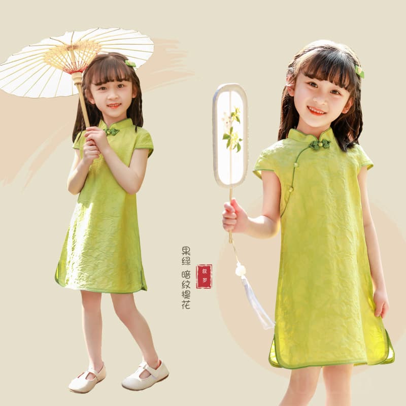 2025 Summer Collection: Lightweight Short-Sleeved Cheongsam for Baby Girls, Modified Hanfu Chinese Style Dress