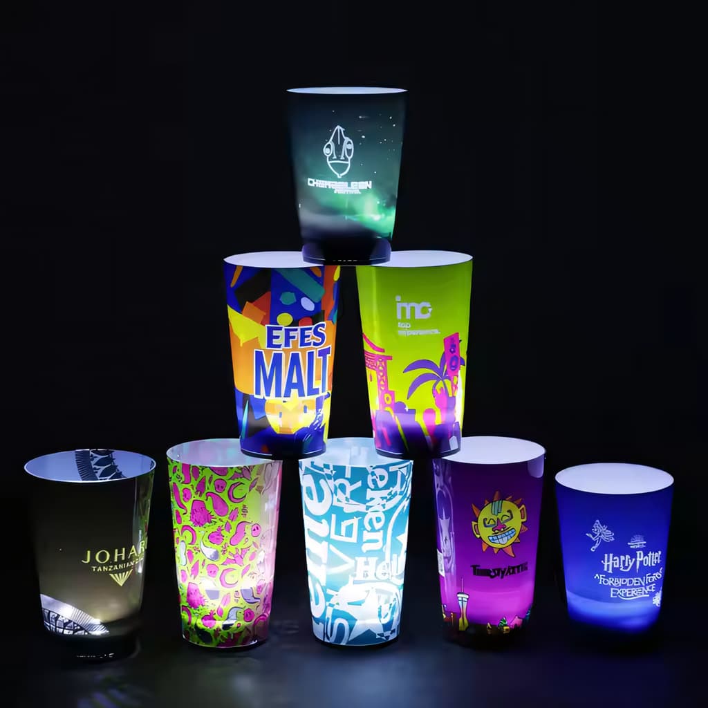 2026 heat-transfer creative bar party water-activated colorful Red Bull cup 14oz, new LED light-up