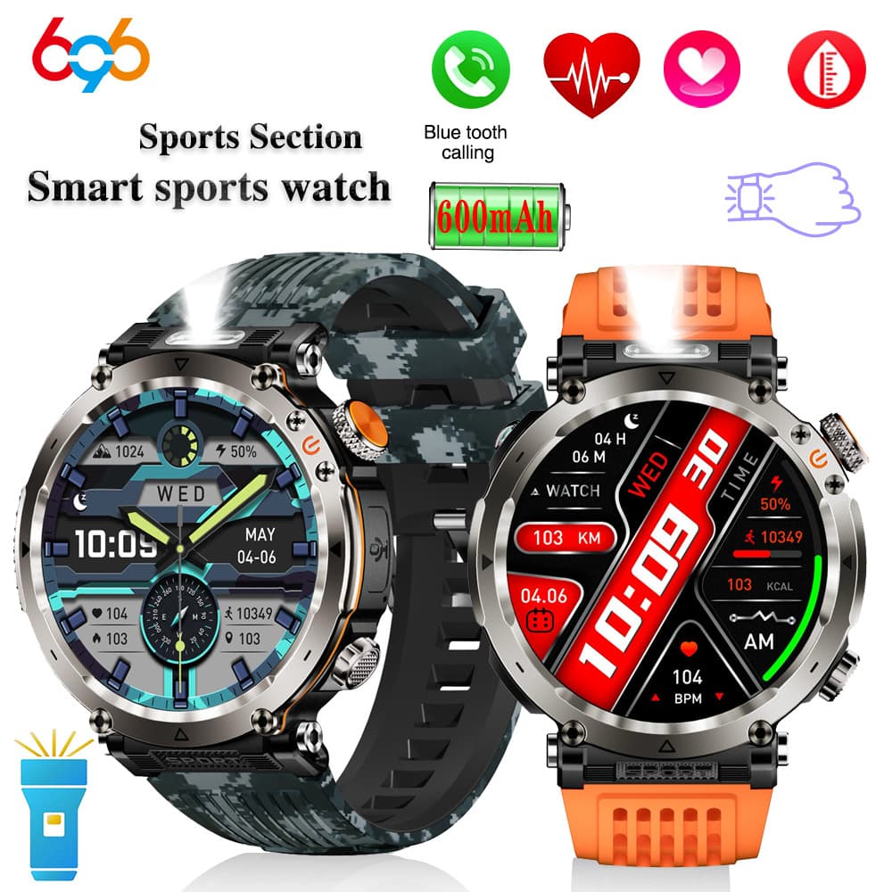 New HT30 Outdoor Sports Waterproof Bluetooth Calling 1.7 Large Screen Heart Rate Blood Oxygen LED Light Smart Watch