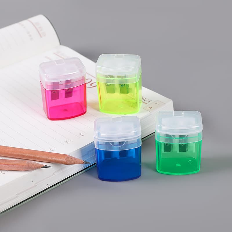 Transparent double-hole pencil sharpener, pencil sharpener for students and children, convenient and durable student gifts cross-border wholesale