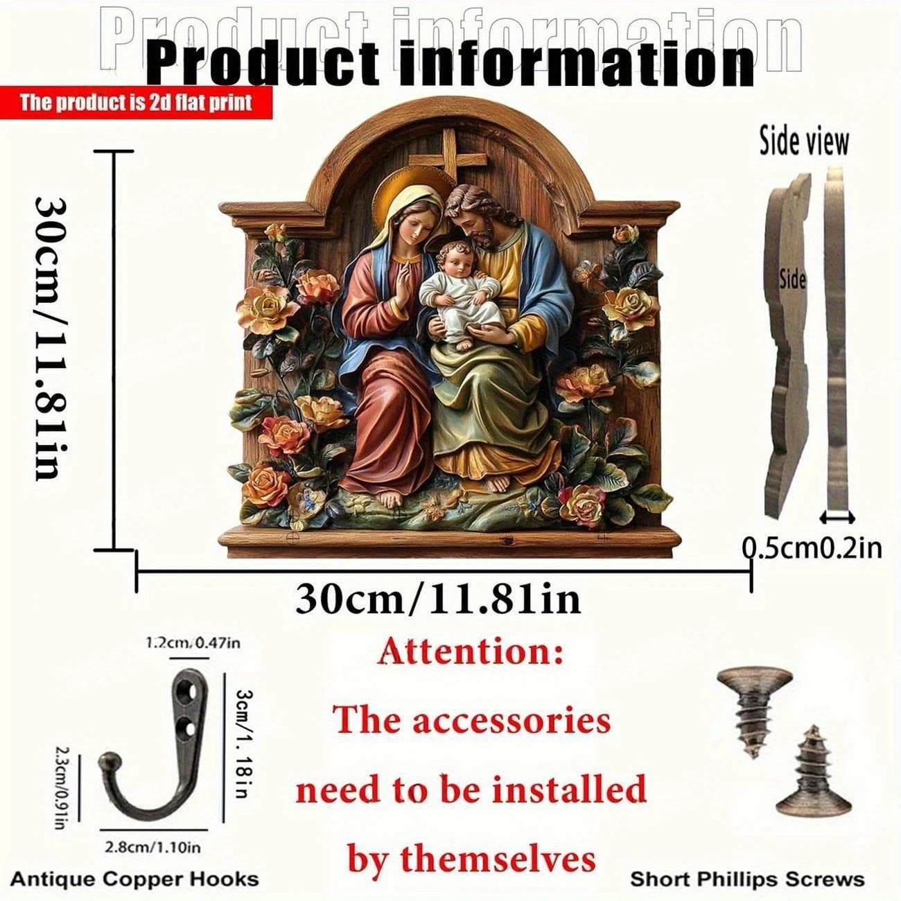 Cross-border New Christmas Pendant Wooden Flat Decorative Ornament Key Holder Decorative Pendant Wooden Wholesale
