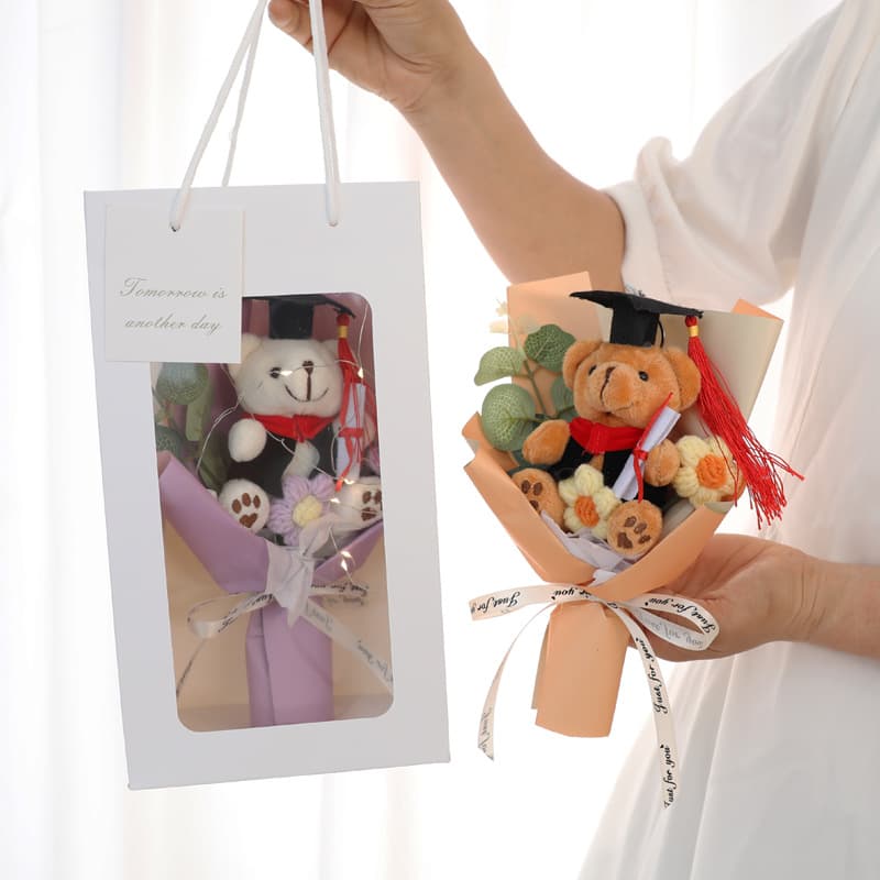 Graduation season gift: Doctor Bear bouquet, woven bouquet, creative gift for classmates, knitted wool bouquet