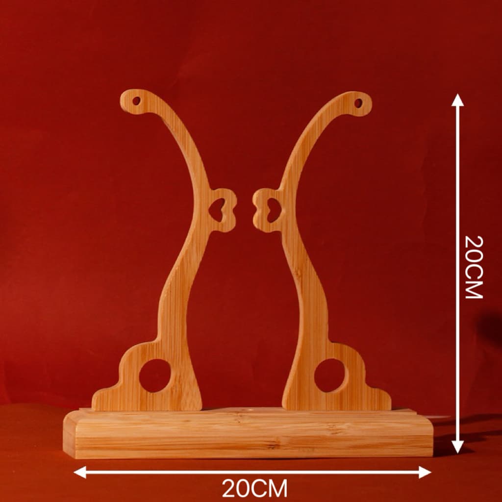 Manufacturer wholesale bamboo fan stand bridal base ancient style long-handled fan stand heightened round fan bracket wooden fan base