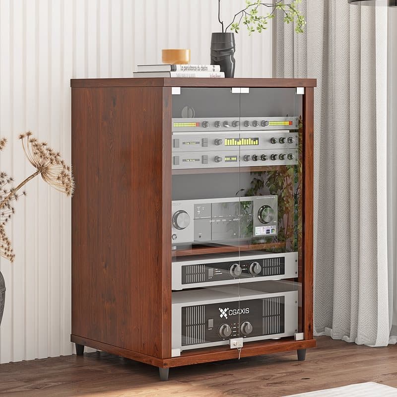 Jiesheng power amplifier rack, two, three, and four-tier rack with glass doors, audio-visual equipment cabinet.