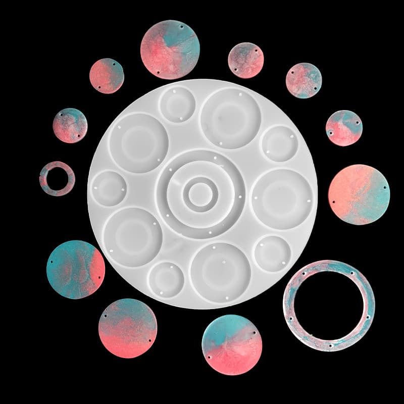 diy crystal glue mold round pendant wall hanging curtain wind chime resin mirror silicone mold