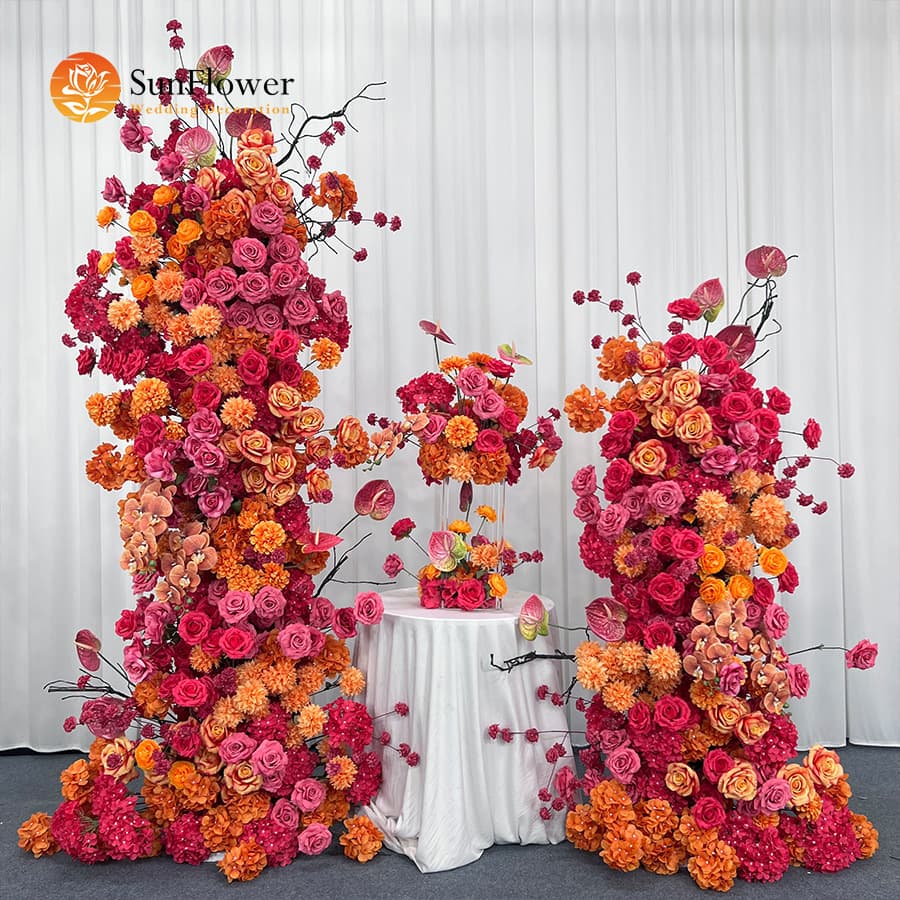 Wedding Mall Decoration Large Display Artificial Rose Flowers Wedding Proposal Ceremony Setup Fake Flowers
