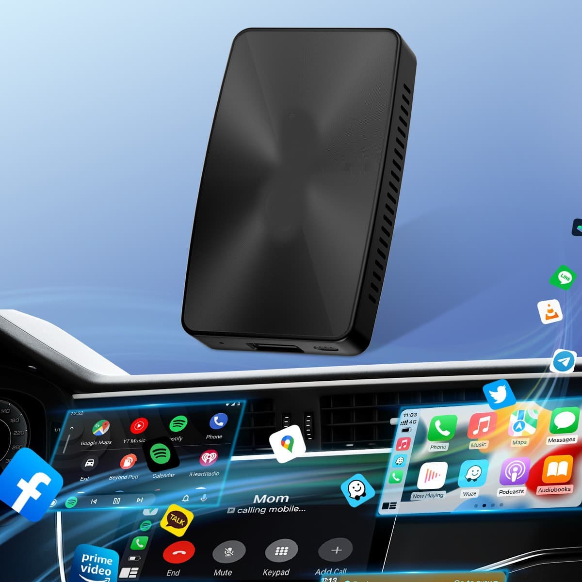 Car wired carplay to Android system interconnected smart car navigation 5G WiFi car smart box