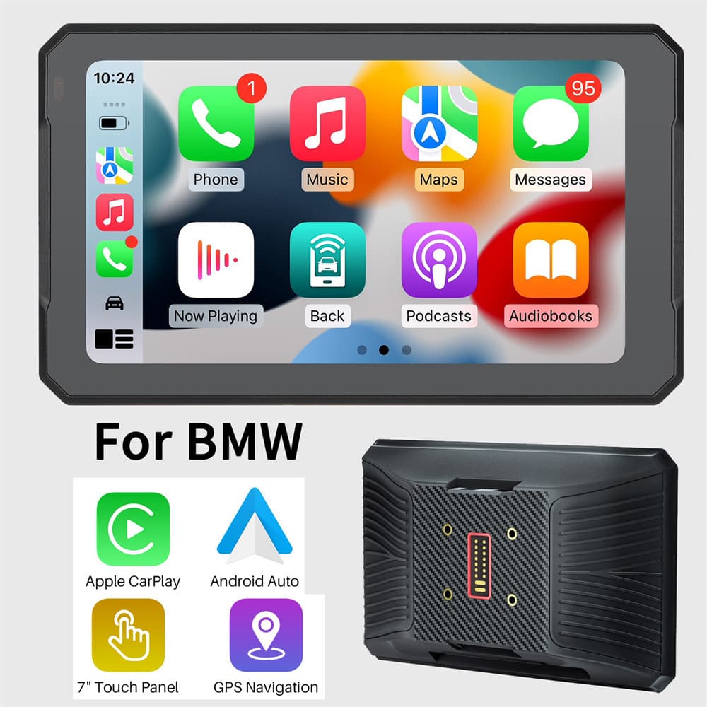 7-inch Touchscreen Carplay Navigation for BMW Motorcycle, Original Bracket, Damage-Free Installation