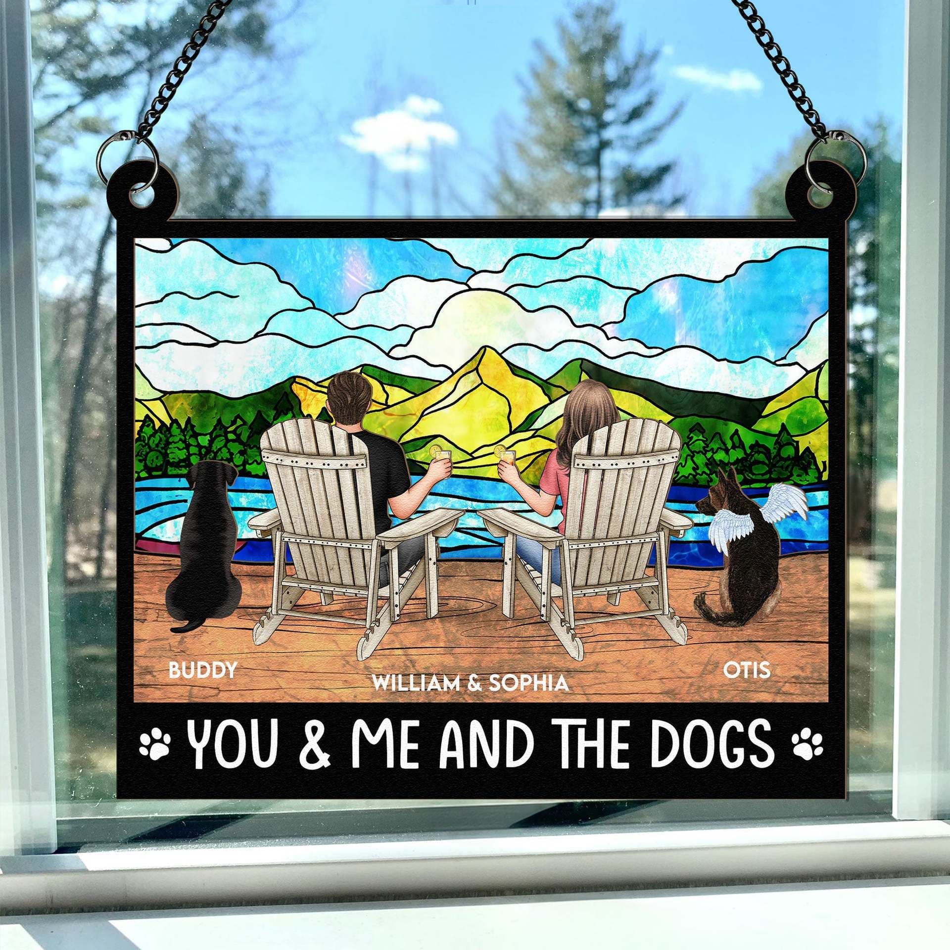 Best-selling UV Printed Double-layer Wooden Personalized Window Hanging Light Catcher Decoration Gift for Wife