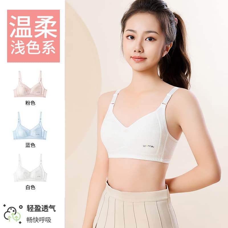 Teen Girl Bra, Student Underwear, Summer Thin Cotton Breathable Style with Back Hook, Stages 2 & 3, T6020