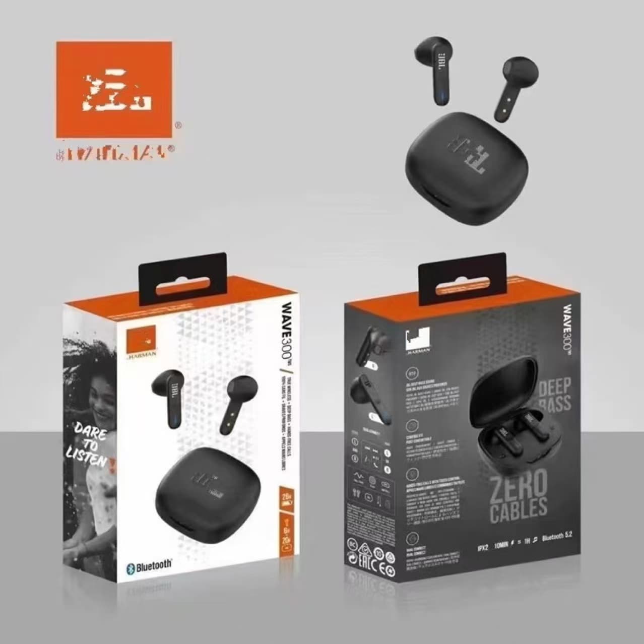 Cross-Border New Wave300 Wireless Bluetooth Headset Binaural Semi-In-Ear Music Sports Suitable for JBL Headphones