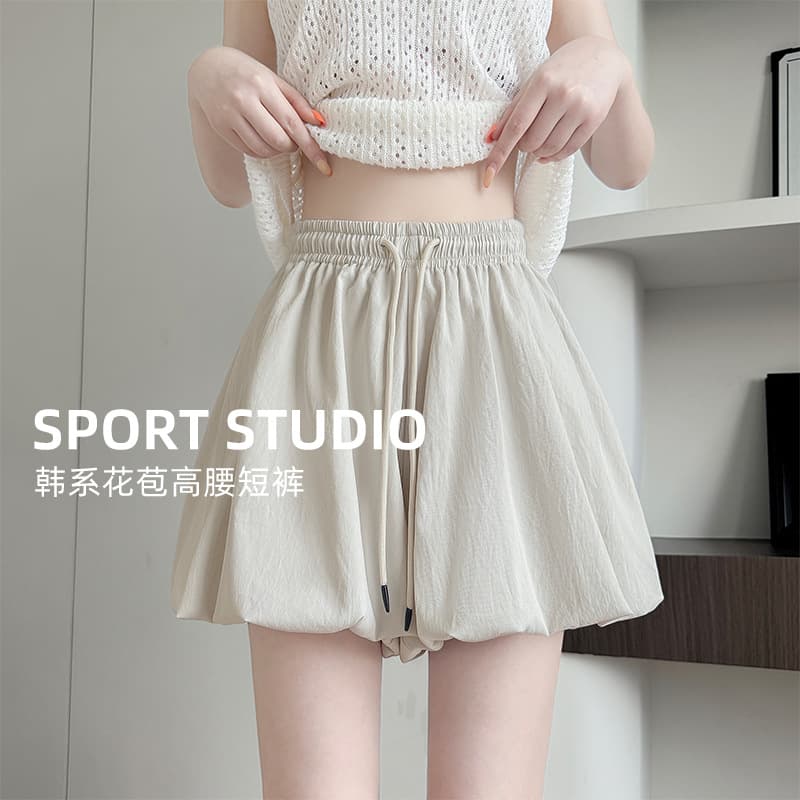 Gray Bubble Skirt Shorts Women Summer New Loose Korean Style A-Line Short Skirt High Waist Petite Puffy Skort