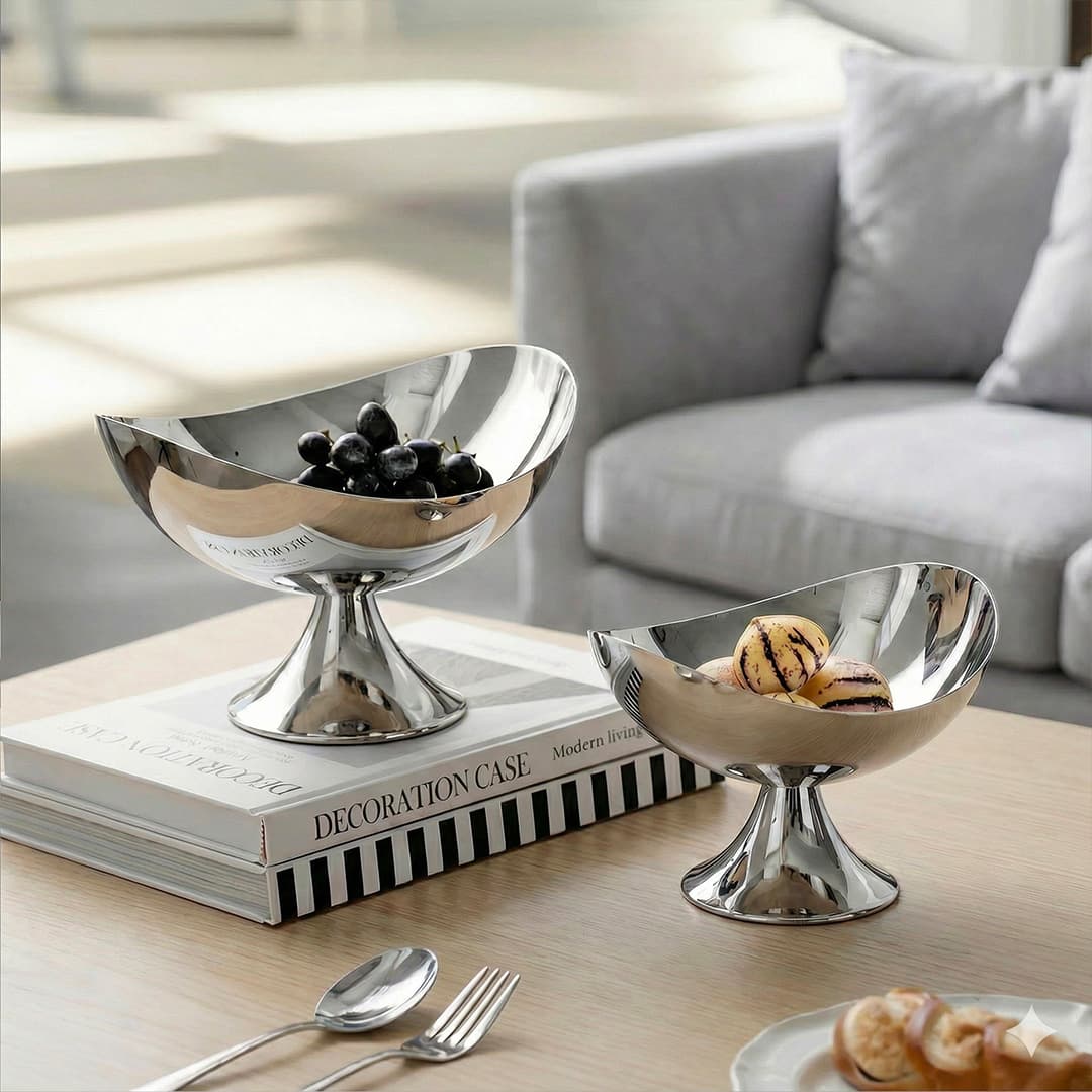 Cross-border Desktop Storage Ornament Creative High-end Electroplated Silver Premium Entryway Storage Tray Living Room Dining Table Small Decoration