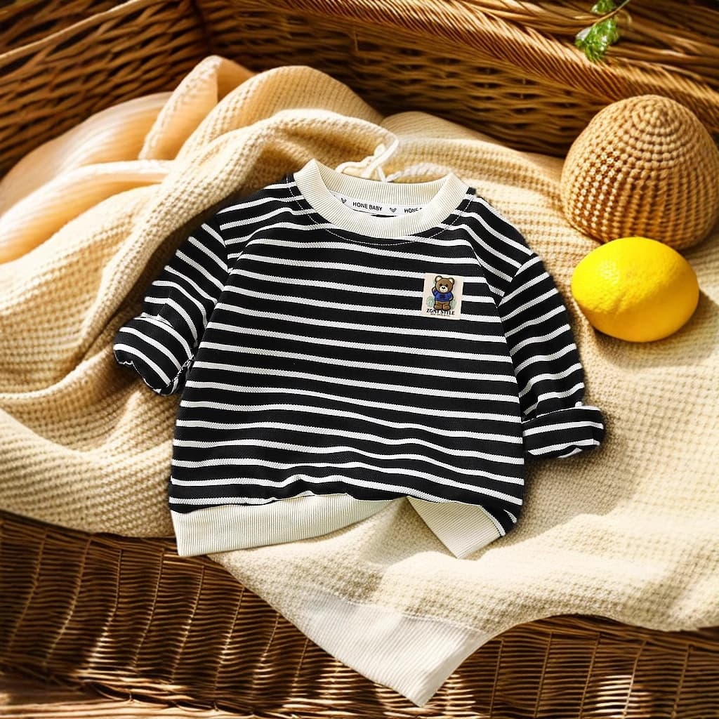 Spring new children's sweatshirts, versatile, stylish striped jackets for boys and girls, Korean style children's clothing, children's sweatshirts