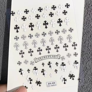 New hot-selling 3D 5D relief nail stickers, cross cross 3D self-adhesive nail sticker accessories wholesale