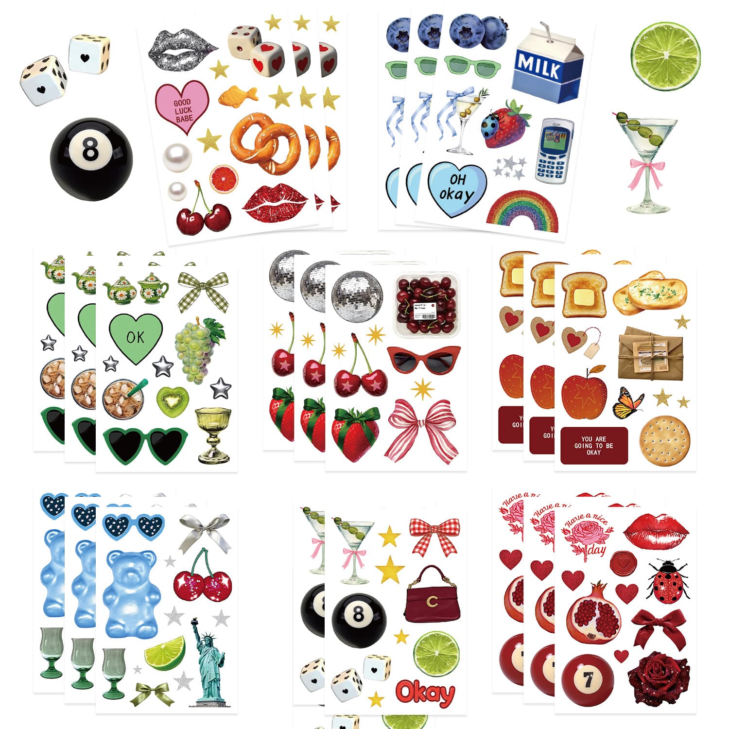 8 cartoon graffiti happy time collage INS style decoration small fresh mobile phone tablet skateboard waterproof original sticker