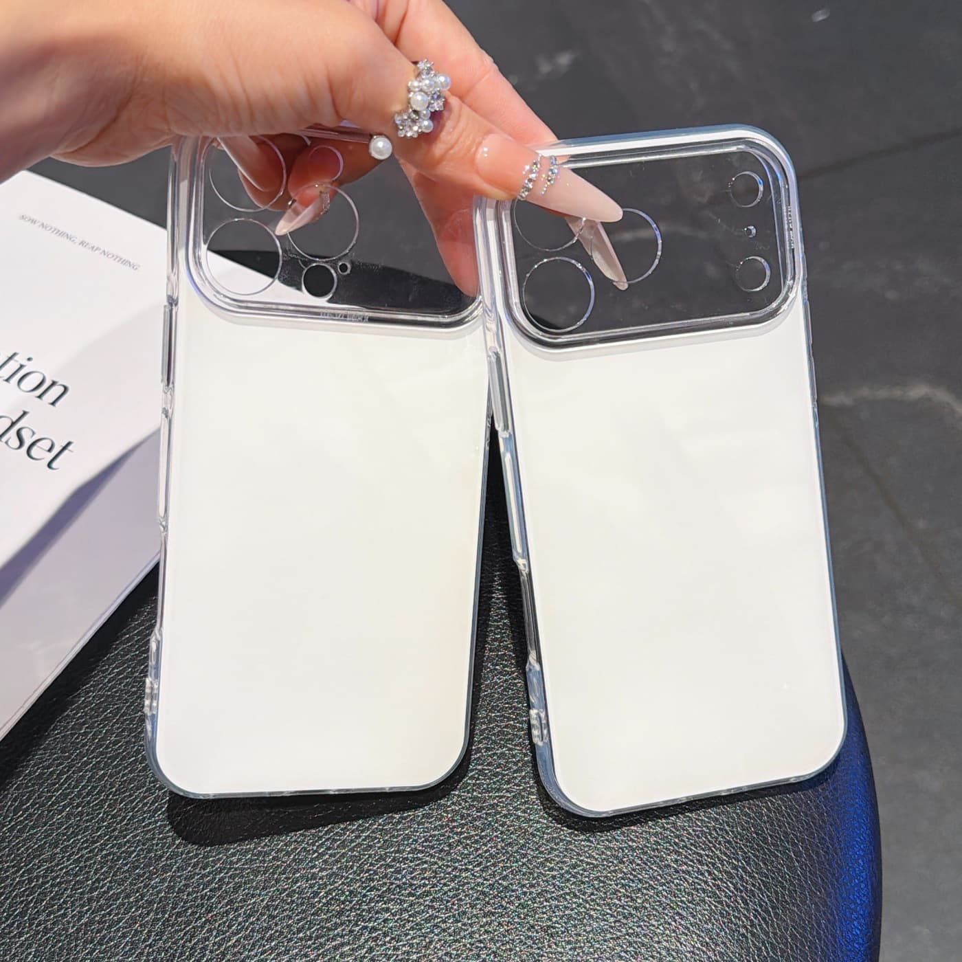 DIY Printable Phone Case for iPhone 17, White Glossy Full Coverage, Compatible with iPhone 16, 15/14/13/12, Large Window