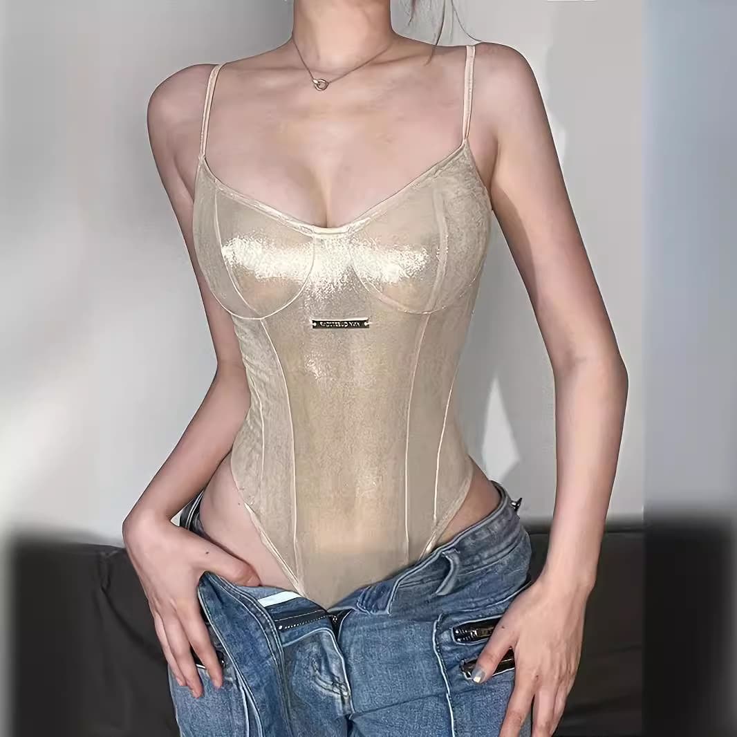 Chic Women's Elegant Sleeveless Suspender Fashion Sexy V-Neck Top Bodysuit Women's Vacation Orientation