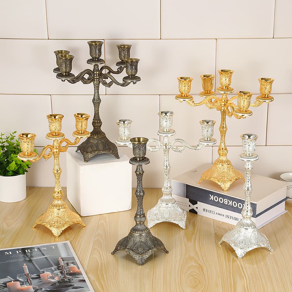 Luxury European-Style Western Candlelight Dinner Decorative Metal Wedding Candle Holder Vintage Candle Holder Wedding Candle Holder