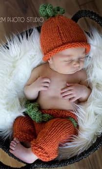 Pumpkin Yarn Hand-Knitted Children's Photography Outfit Baby Cartoon Knit Set Studio Baby Photo Costume