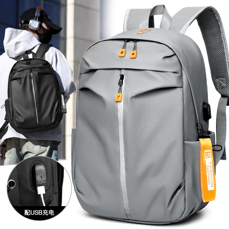 Computer bag foreign trade printable logo backpack simple solid color fashion men's business multi-functional casual backpack