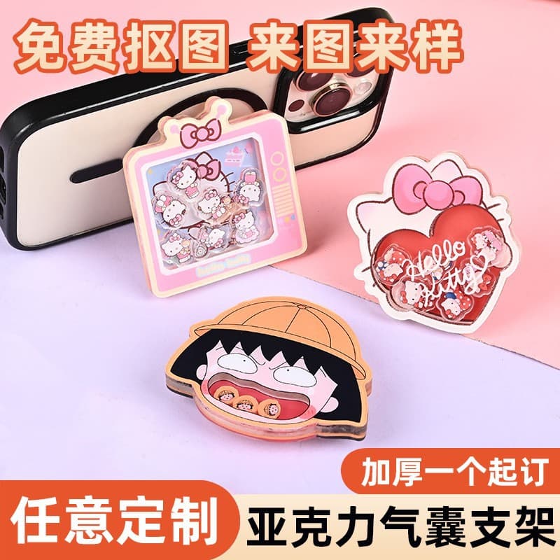 Acrylic Retractable Cartoon Glitter Crystal Drip Glue Anime Character Photo Car Phone Airbag Stand
