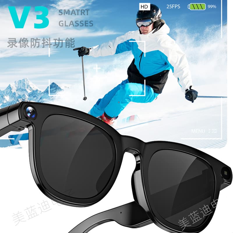 V3 Smart Glasses AI Translation 8MP Camera Photo Video Bluetooth Call Dual Lenses Gift Box Local Storage