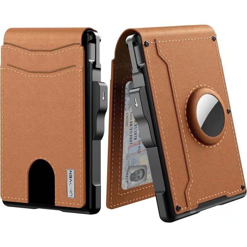 Cross-Border Wallet Men's Long Card Holder Airtag Wallet Large Capacity Card Slots Flip Carbon Fiber Metal Card Case