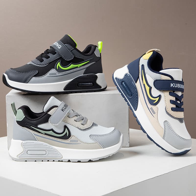Boys' Leather Sports Shoes 2026 Spring Summer Korean Style Kids Running Shoes Breathable for Middle and Big Boys Casual Sneakers
