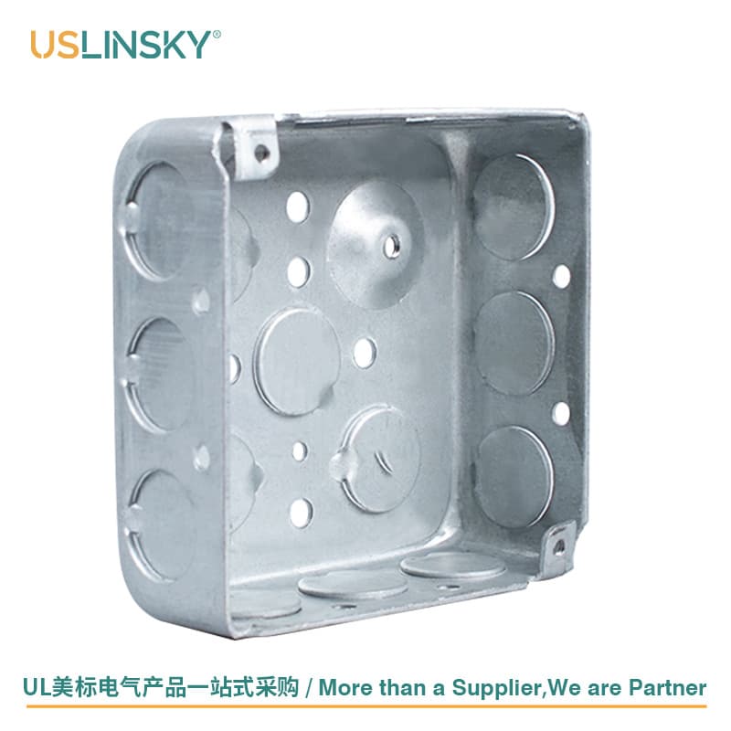USLINSKY Cross-border US Standard Electrical Metal Junction Box UL Certified Household Electrical Galvanized Base Box LT190