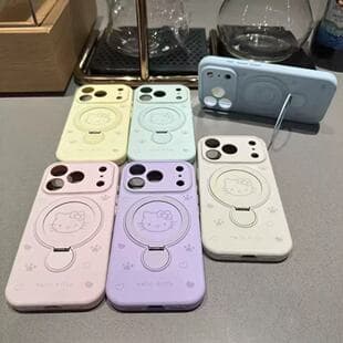 Liquid Precision Hole Compatible with iPhone 18 Pro Max Rotating Bracket Magnetic Phone Case Apple 17 KT Cartoon Case