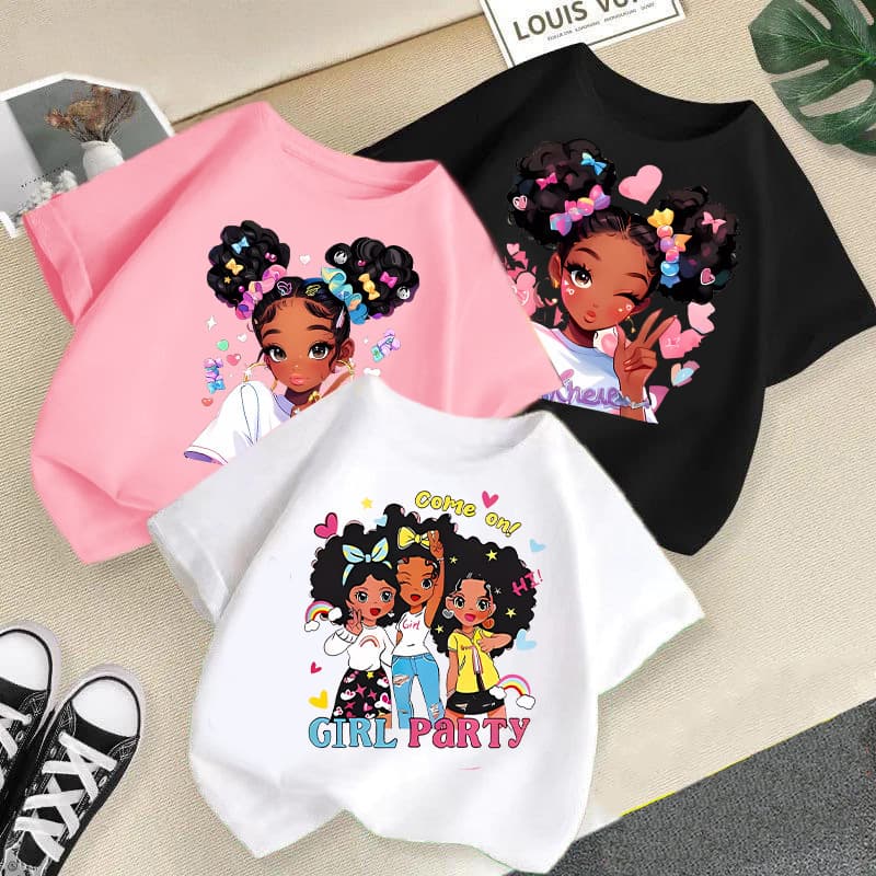 Cross-Border 2026 New Style Girls' Short-Sleeve T-Shirt for Foreign Trade, Baby Casual Printed Summer Top for Children
