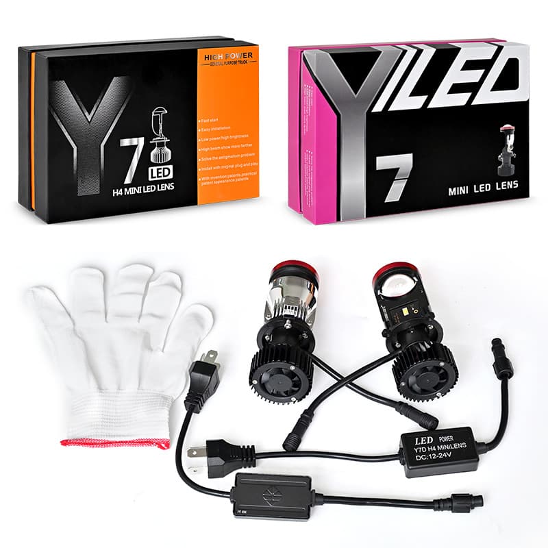 Car LED Headlights H4 Lens Y7D Y8 Y6D Motorcycle Headlight Dual-beam Lens Universal Aluminum Material 12-24V LED Car Lights